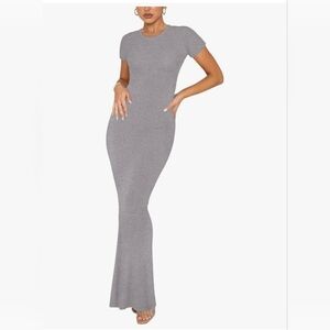 REORIA Crew Neck Lounge Maxi Dress #1019